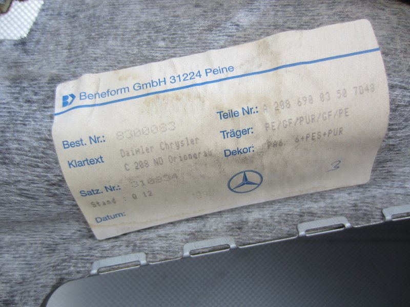 Потолок Mercedes-Benz CLK-Class W208 M112