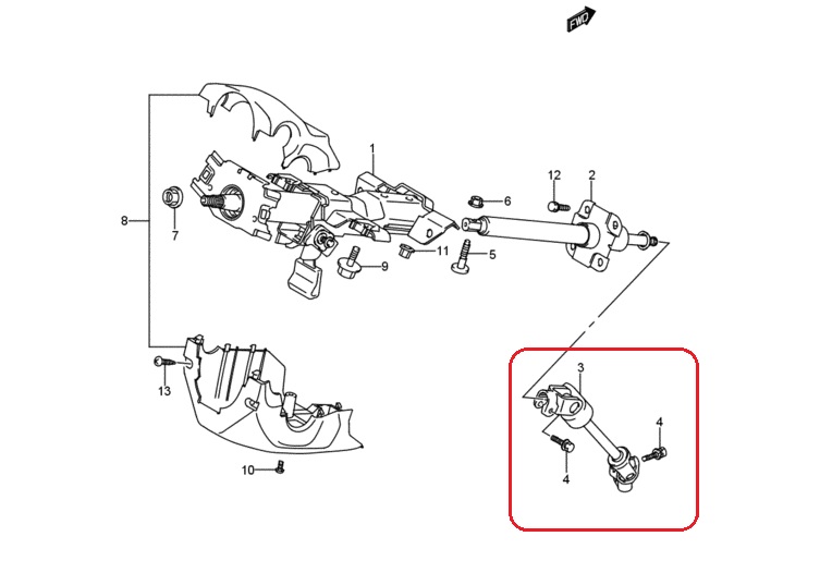 Рулевой карданчик GRAND VITARA 2005 2006 2007 2008 2009 2010 2011 2012 2013 2014 2015 TD54 J20A