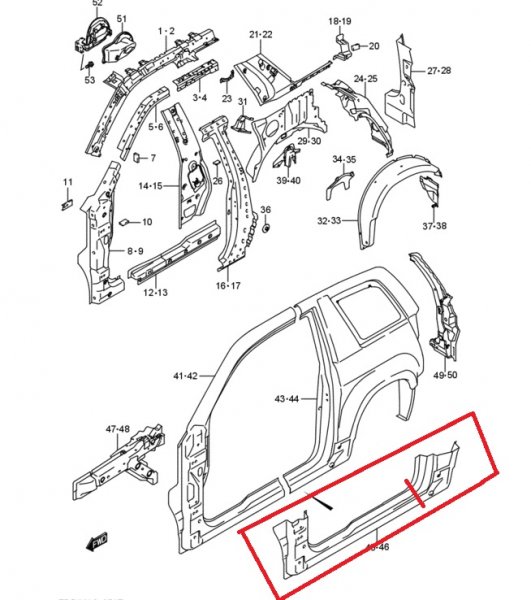 Порог правый GRAND VITARA 2005 TA74W M16A