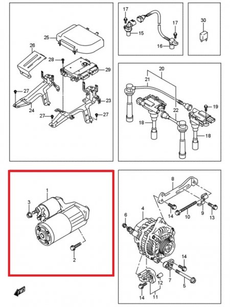 Стартер GRAND VITARA 2005-2015 TDA4W J24B