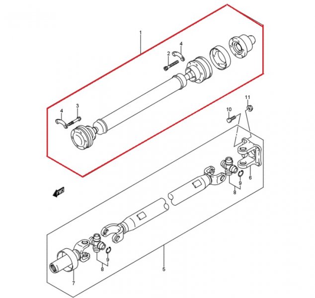 Карданный вал передний GRAND VITARA 2005-2015 TDA4W J24B