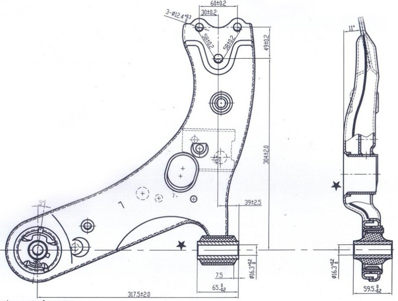 Рычаг передний правый TOYOTA COROLLA ZRE152