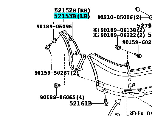 Подкрылок задний левый TOYOTA IPSUM ACM21 52153-44060 контрактная