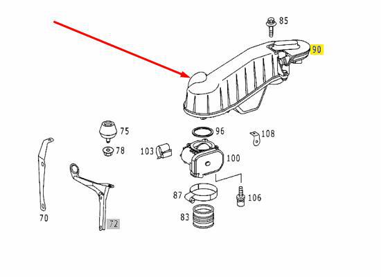 Резонатор воздушного фильтра 2001 W208 111.982 2.3L