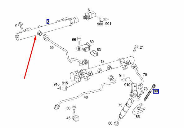 Топливная рейка правая C 2005 W203 642.910 3.0L