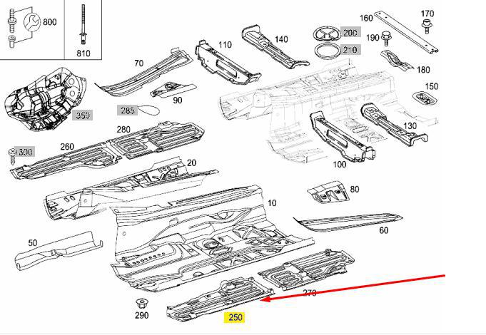 Защита днища передняя левая E-CLASS 2006 W211 271.941 1.8 k