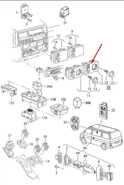 Блок управления печки MULTIVAN 1993 T4 AAF 2.5L