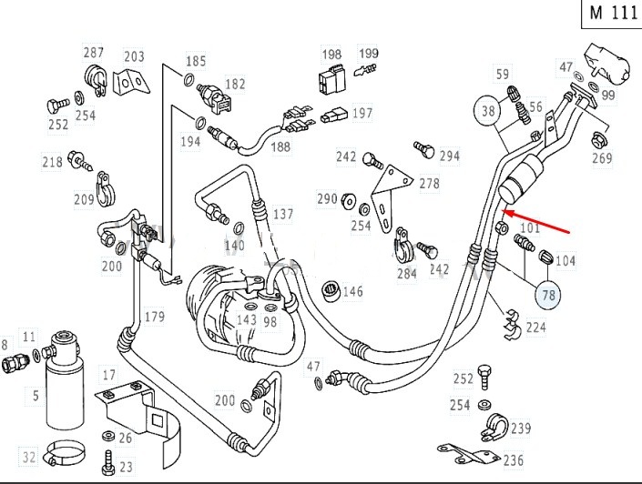 Шланг кондиционера V 1999 W638 111.980 2.3 L