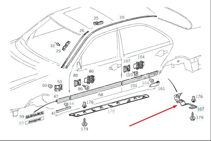 Накладка задняя правая E-CLASS 1997 W210 104.995 3.2L