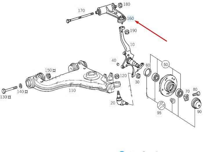 W210 схема передней подвески