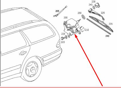 Мотор стеклоочистителя задний MERCEDES E-CLASS W210 112.914 2.6L