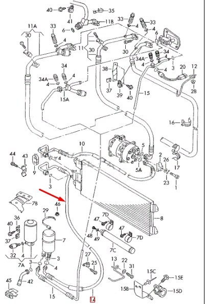 Шланг кондиционера MULTIVAN 1993 T4 AAF 2.5L