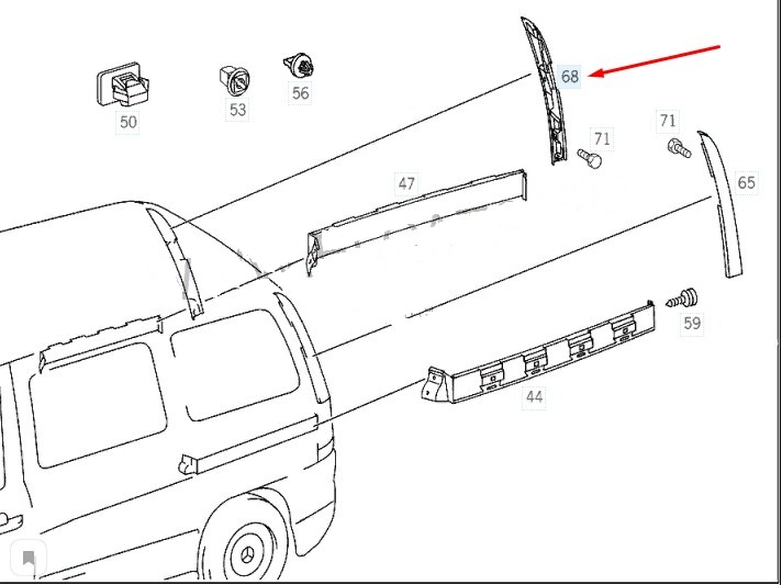 Накладка декоративная правая MERCEDES V W638 611.980 2.2 CDI