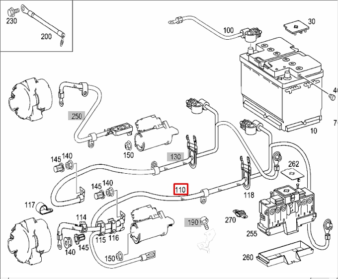 Провод стартера C 2004 S203 271.948 1.8L