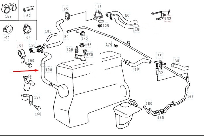 Шланг радиатора CLK 2001 W208 111.982 2.3L