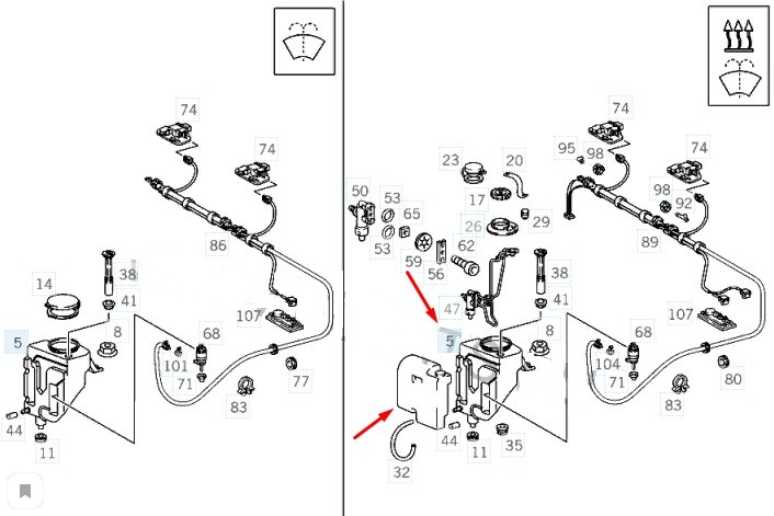 Бачок омывателя E 1997 W210 113.940 4.3L