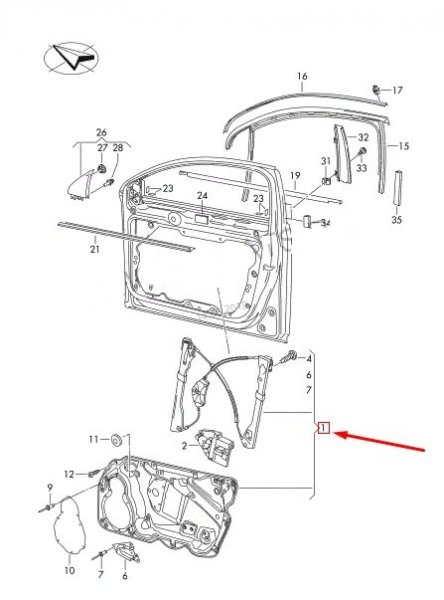 Механизм стеклоподъемника передний левый VOLKSWAGEN PASSAT B6 VARIANT 357 2.0 TDI BMR