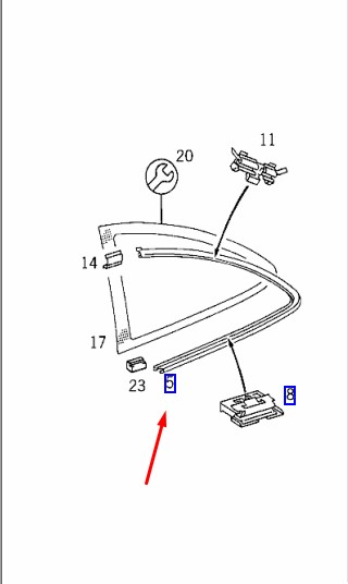 Молдинг стекла левый CLK 1998 W208 112.940 3.2L