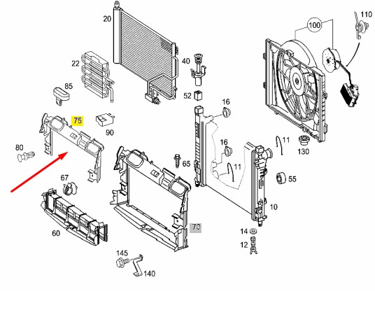 Рамка радиатора C-CLASS 2000 W203 111.955 2.0L