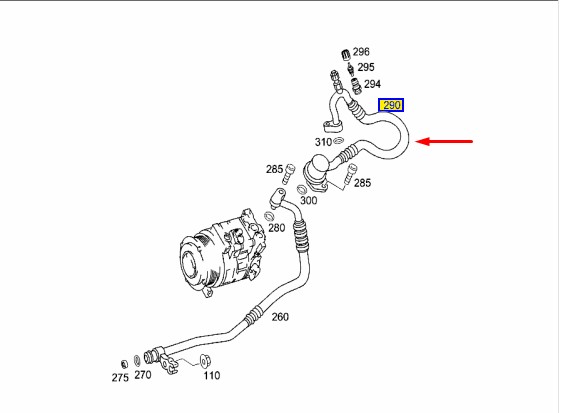 Трубка кондиционера C 2000 W203 111.955 2.0L