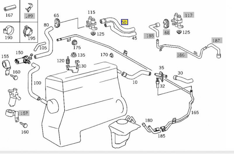 Патрубок системы охлаждения E 2000 W210 112.914 2.6L