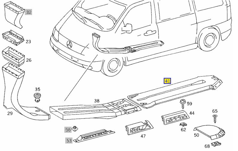 Воздуховод задний V 2000 W638 104.900 2.8L