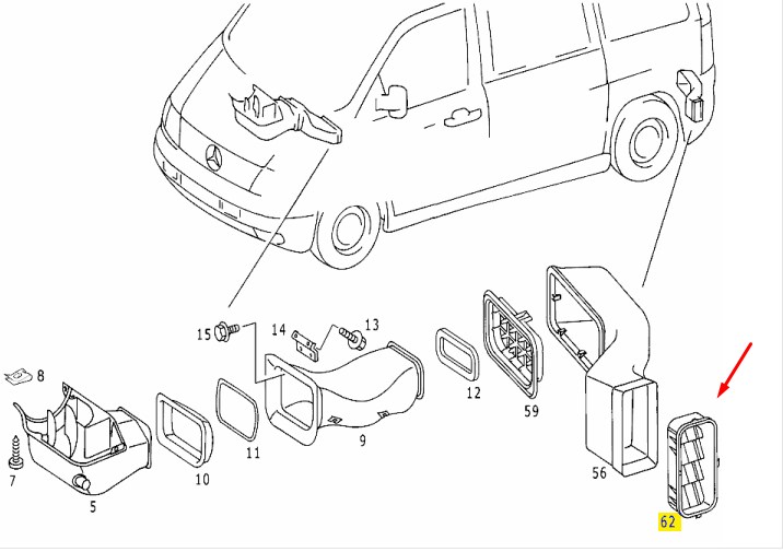 Решетка вентиляции V 2002 W638 611.980 2.2 CDI