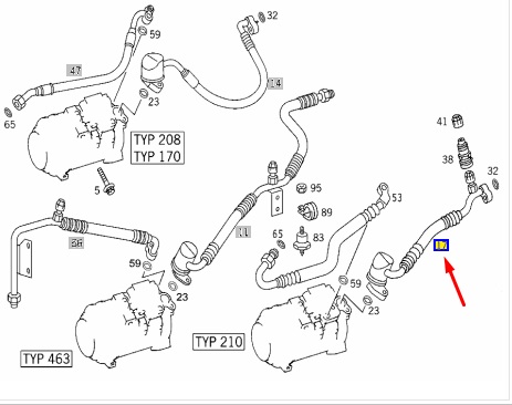 Шланг кондиционера E 1999 W210 112.941 3.2L