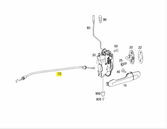 Трос замка двери передний правый V 2007 W639 272.978 3.5L