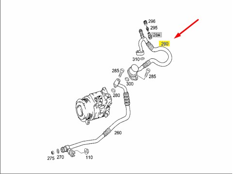 Трубка кондиционера C-CLASS 2002 W203 112.912 2.6