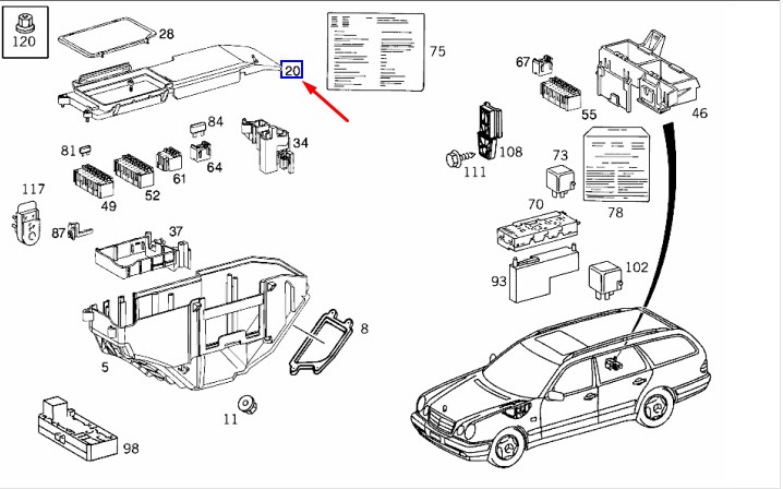 Крышка блока предохранителей E-CLASS 1999 W210 112.941 3.2L