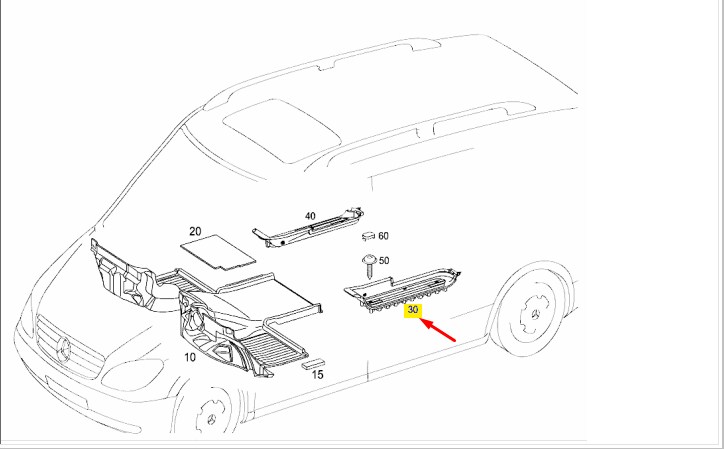 Накладка на порог левая V 2007 W639 272.978 3.5L