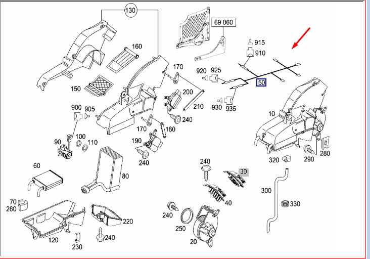 Электропроводка печки V 2007 W639 272.978 3.5L