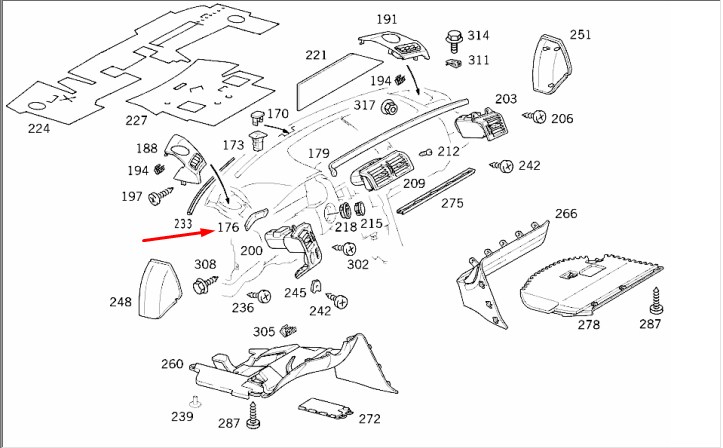 Молдинг на торпедо E-CLASS 1999 W210 112.941 3.2L