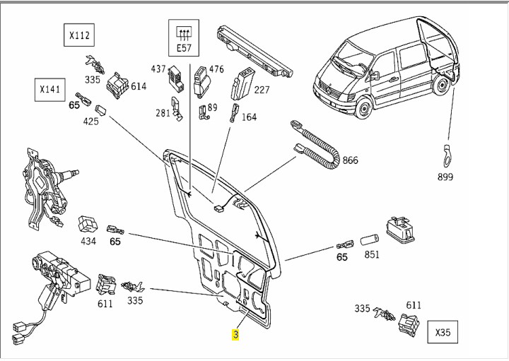 Проводка багажника V 2000 W638 104.900 2.8L