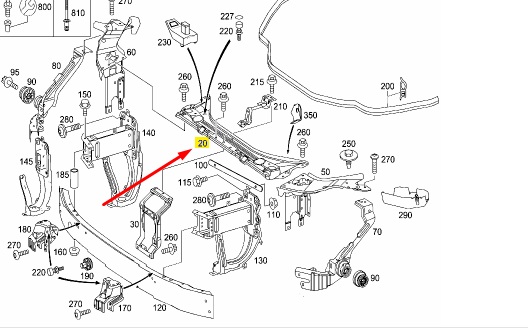 Панель радиаторов MERCEDES E W211 113.967 5.0L