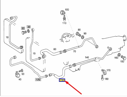 Трубка охлаждения акпп левая E-CLASS 1997 W210 112.941 3.2L