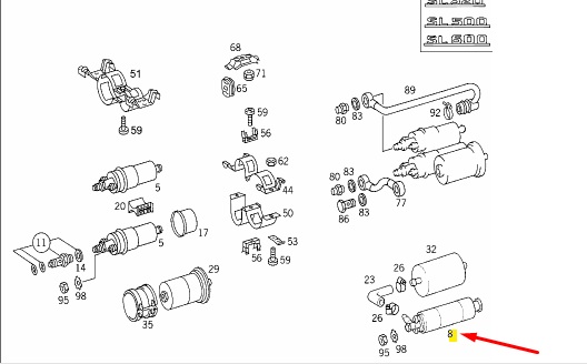 Бензонасос E-CLASS 1995 W210 104.995 3.2L