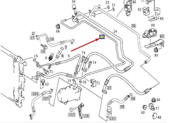 Трубка кондиционера M-CLASS 2004 W163 112.970 3.7L