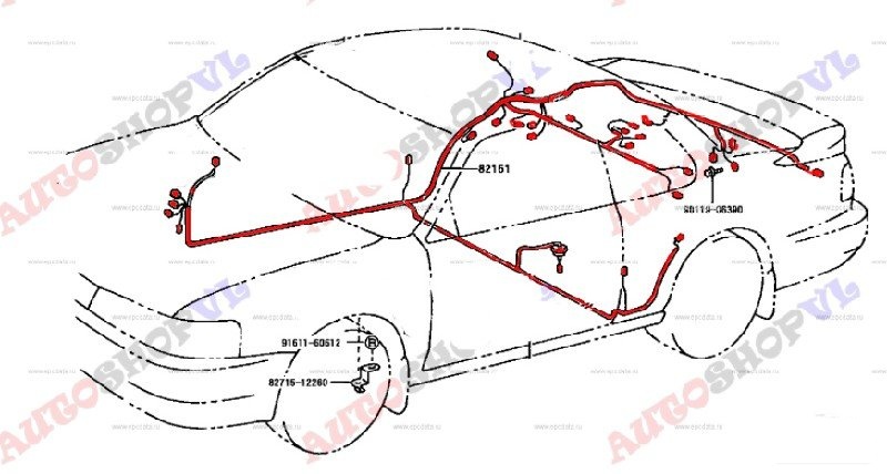 Электропроводка салона TOYOTA COROLLA LEVIN AE101 4AFE 82161-1K150 контрактная