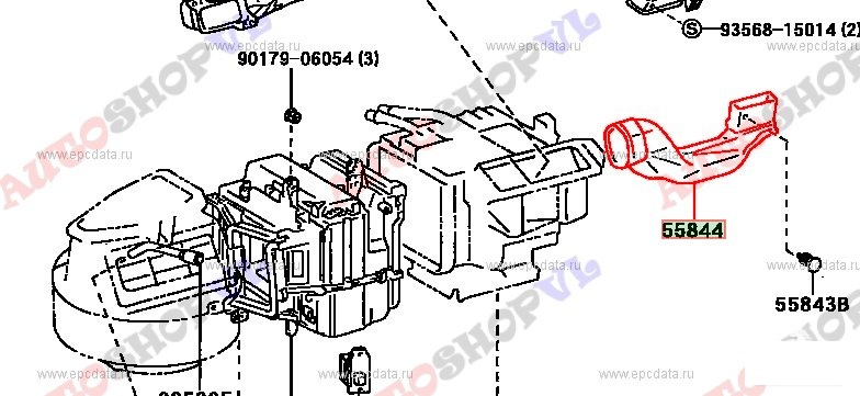 Воздуховод TOYOTA SPRINTER 06.1991 - 05.1992 AE101 4AGE 55844-12300 контрактная