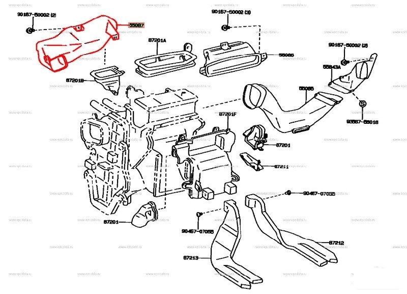 Воздуховод TOYOTA WINDOM VCV11 4VZFE 55087-33040 контрактная