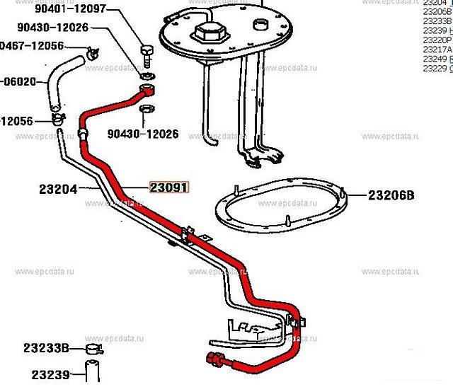 Шланг топливный TOYOTA SPRINTER MARINO AE101 4AFE 23091-16070 контрактная