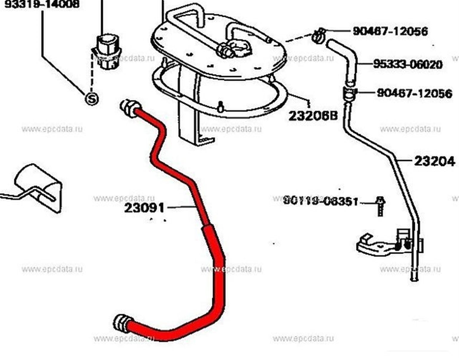 Шланг топливный TOYOTA WINDOM VCV11 23091-62020 контрактная