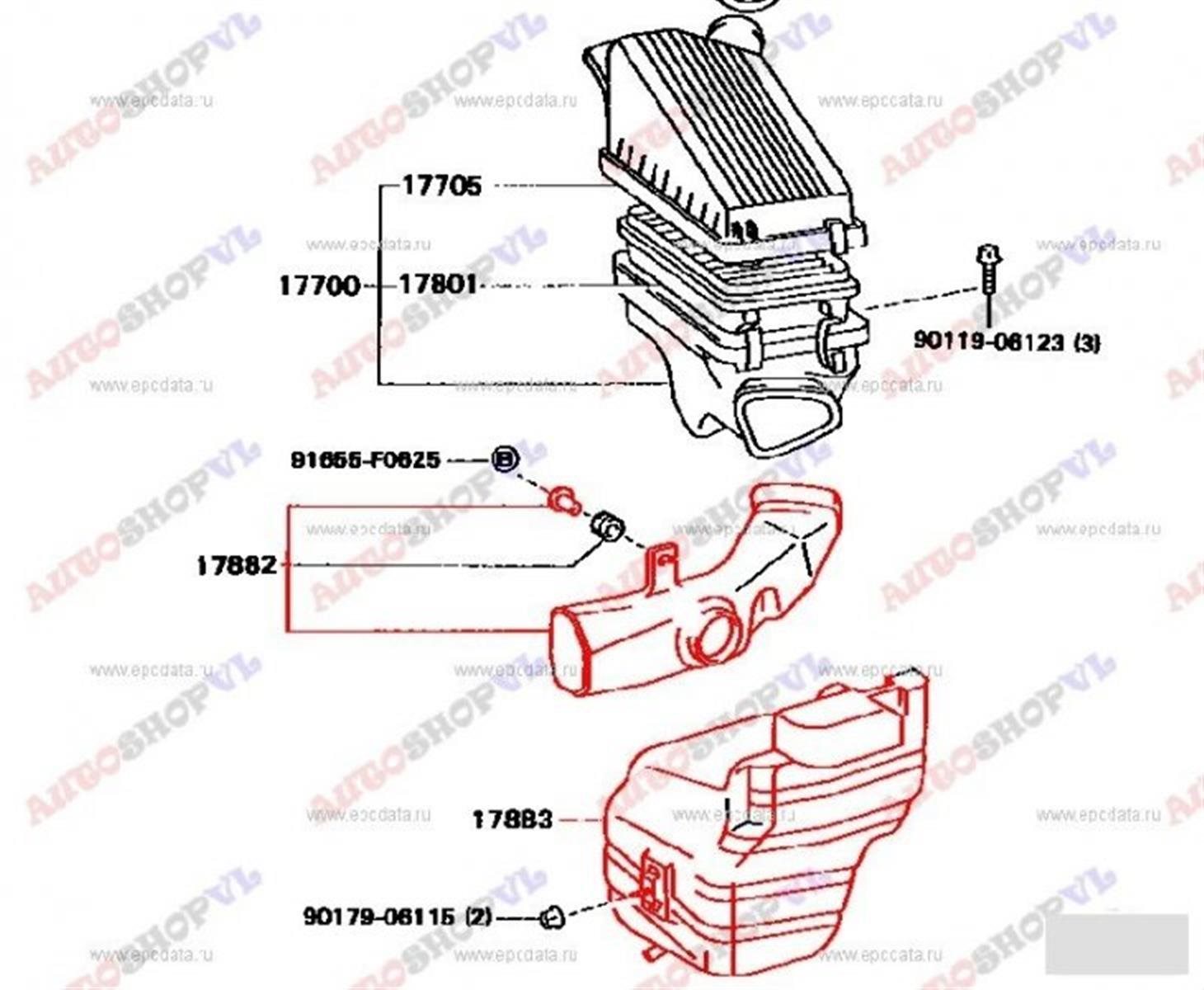 Воздуховод TOYOTA VISTA SV30 17883-74070 контрактная