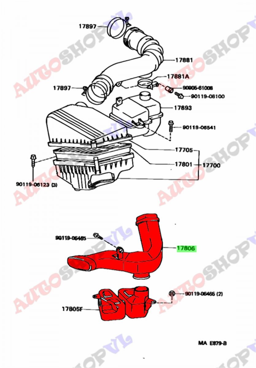 Воздуховод TOYOTA SCEPTER 10.1995 SXV15W 5SFE 17806-03010 контрактная