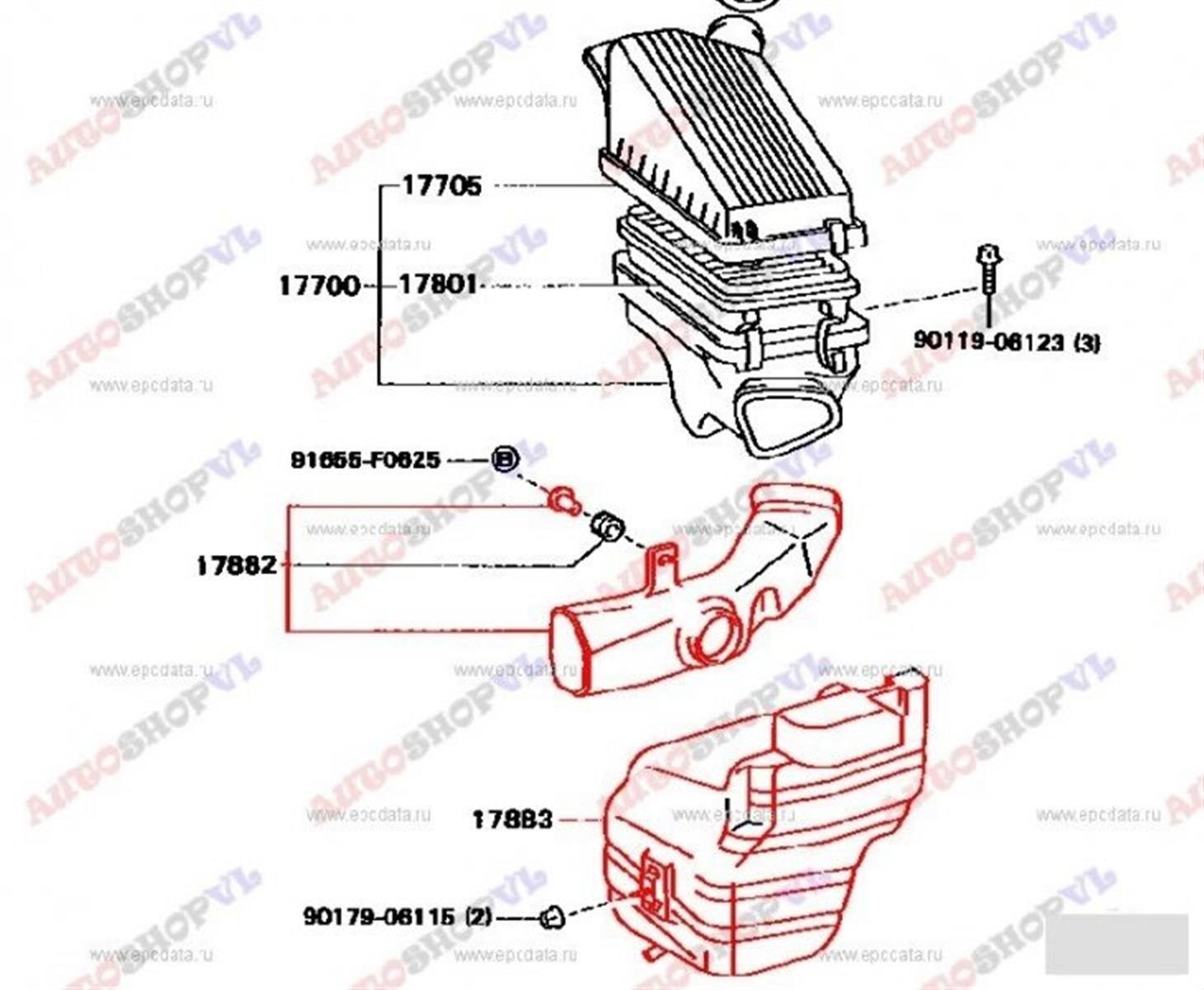 Воздуховод TOYOTA VISTA SV30 17882-74220 контрактная