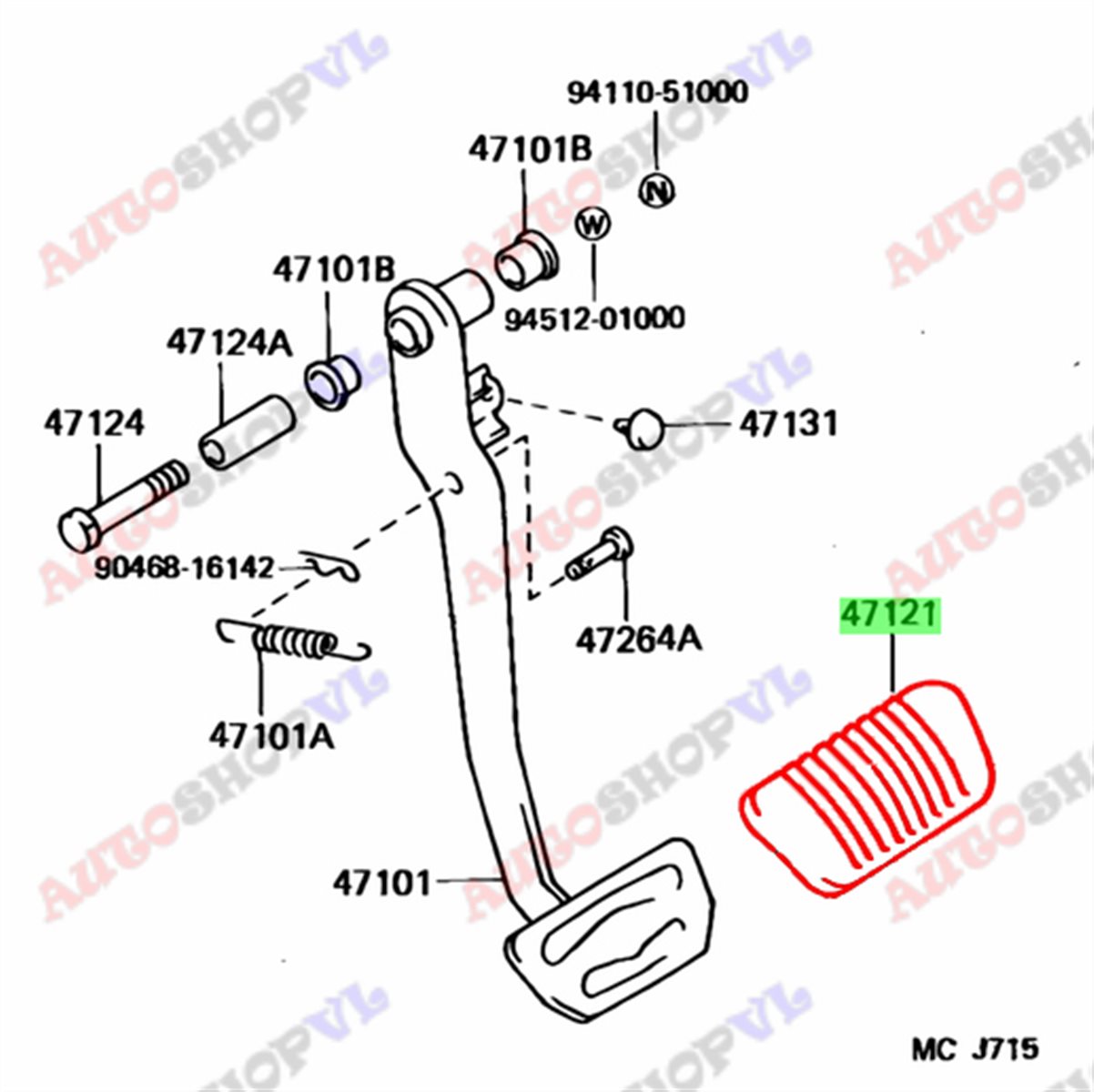 Накладка на педаль CAMRY PROMINENT VZV33