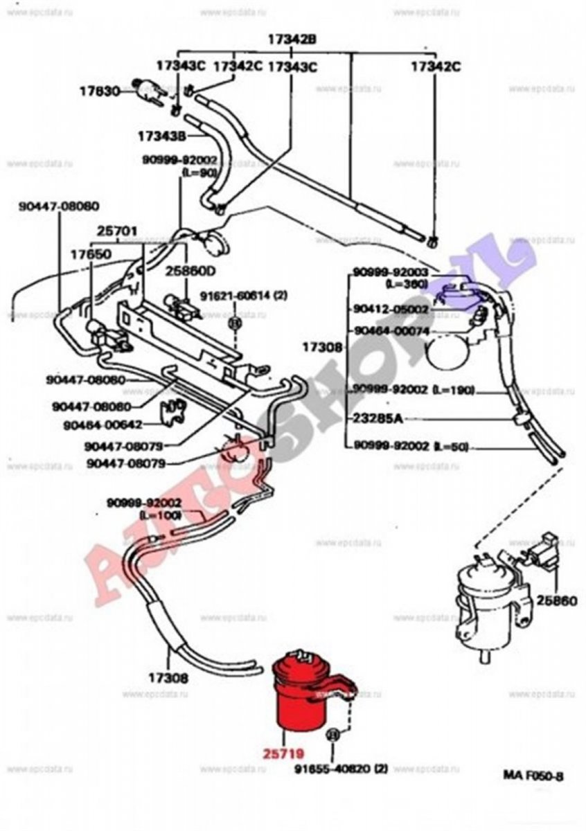 Вакуумный клапан TOYOTA CAMRY PROMINENT 01.1991 VZV30 1VZFE 25719-62012 контрактная