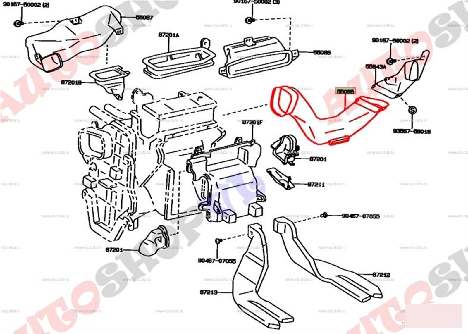 Воздуховод TOYOTA WINDOM VCV10 3VZFE 55085-33060 контрактная